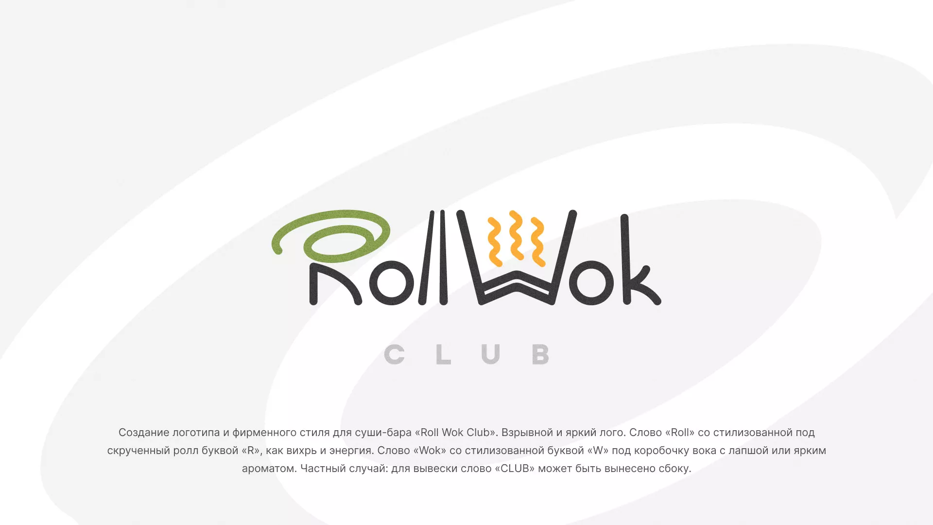 Разработка логотипа и фирменного стиля суши-бара «Roll Wok Club» в Ивделе