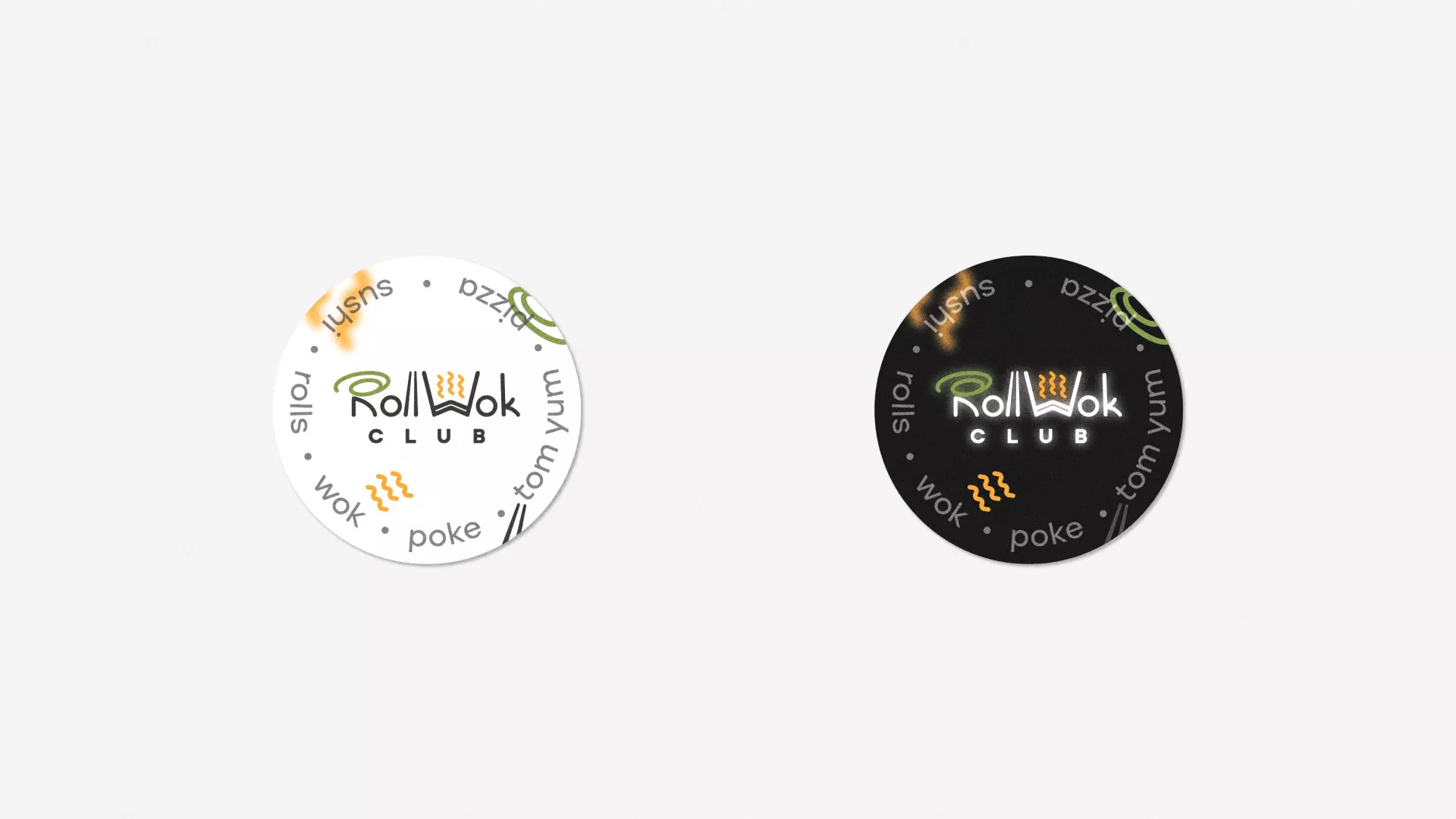 Разработка наклеек для суши-бара «Roll Wok Club» в Ивделе