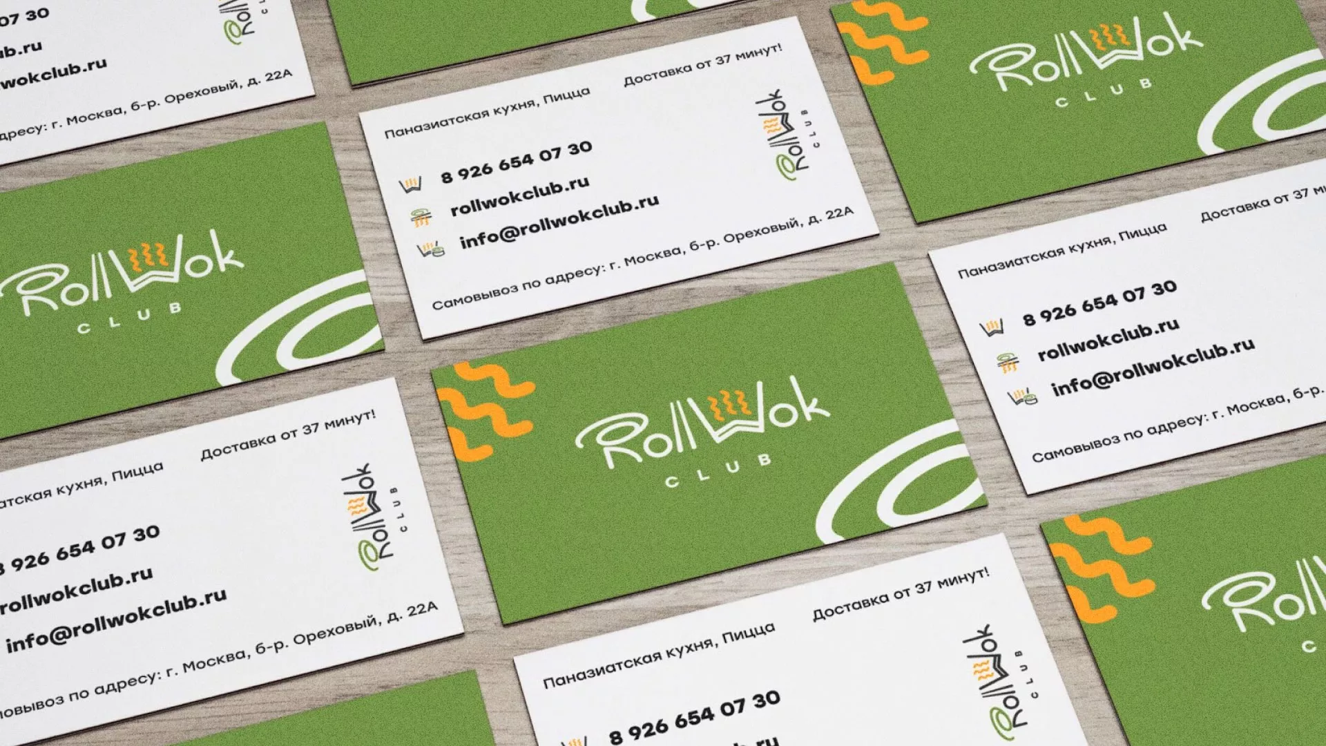 Разработка дизайна визиток суши-бара «Roll Wok Club» в Ивделе